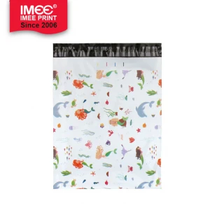 IMEE 100 Eco-friendly Rose Flower Mailer Printed Compostable Biodegradable Shipping Envelopes Custom Poly Mailers Mailing Bags