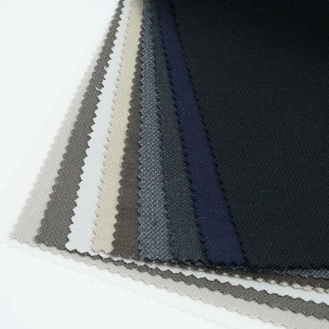 Ingenious 75T 16R 4SP 3TEL 2S Italian Suiting Fabric Worsted Merino Wool Polyester Rayon Blend Fabric for Men Suits