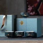 Ink Ware of the late-Ming and early-Qing dynasties Cup Japanese ceramic kung fu tea cup fragrance-smelling Cup gift box