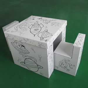 Ink Water printing Corrugated Cardboard Furniture Sets For Kids cardboard table and chair