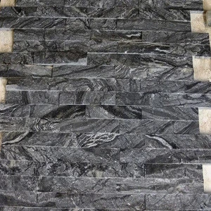 Interior and Exterior Black Marble Natural Stone Ledger Split Face Stacked Stone WP-D53