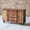 Iron and Solid Wood Sideboard in Sheesham Wood in Teak/Honey Finish/Natural Finish