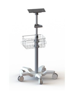 ISO9001 Adjustable Tray medical monitor trolley and stainless steel medical cart