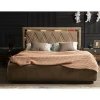 Italian Led Mirror Velvet Black Wood Complete Luxury Home Furniture Bedroom Set