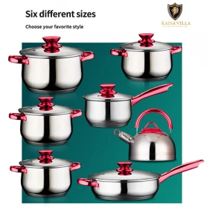KAISA VILLA KV-6688 In Stock Luxurious Non Stick Pot Set Kitchen Cookware Sets Stainless Steel Kitchenware (2 set/ctn)