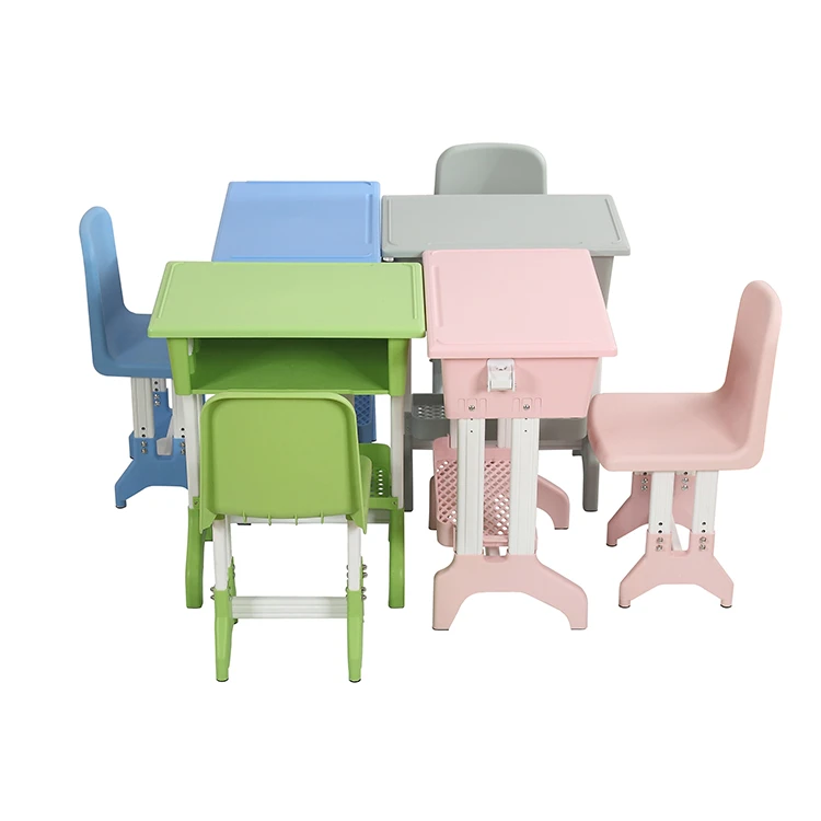 Kids Height Adjustable School  Furniture Plastic Children Study Desk And Chair