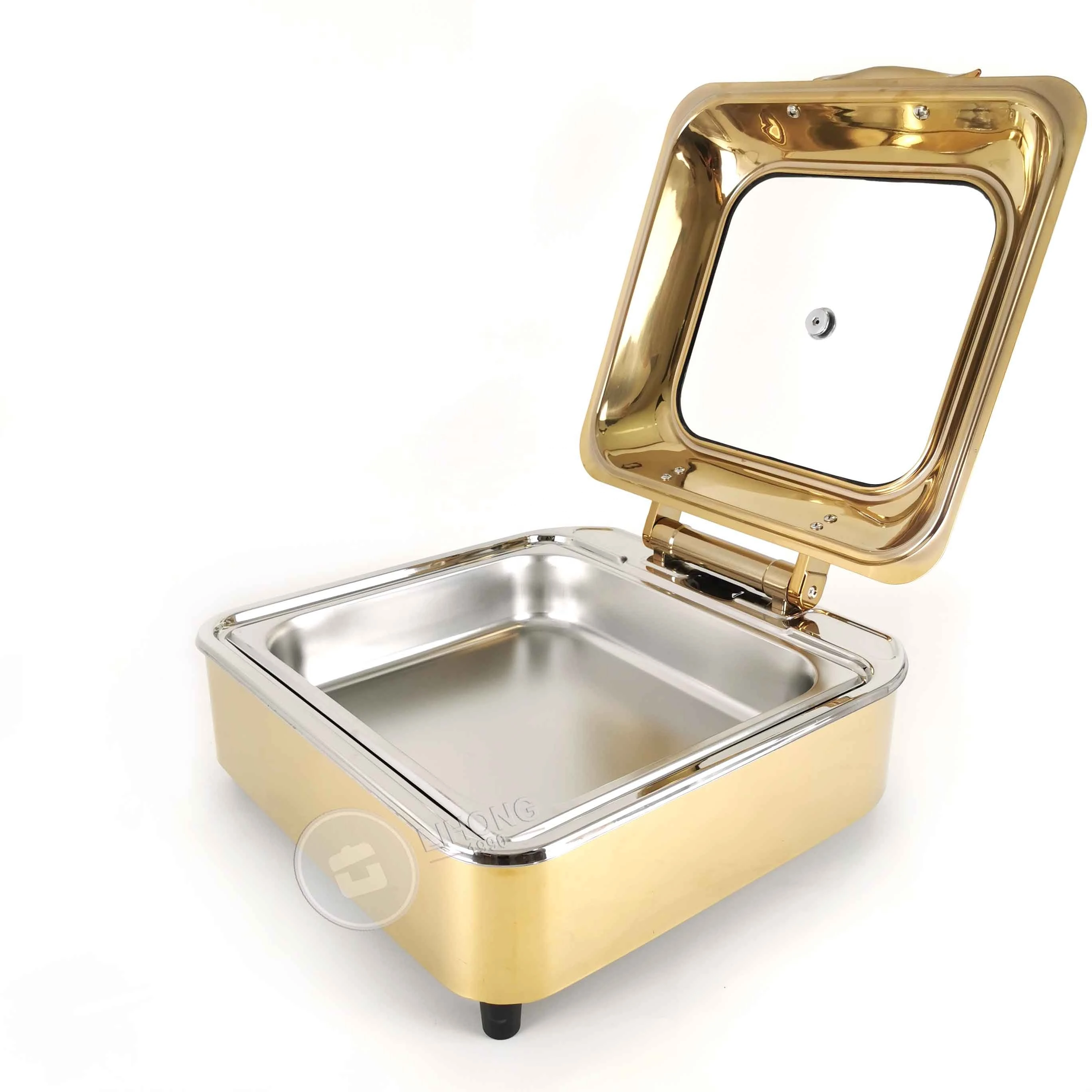 kitchenware hydraulic golden cheffing dishes , cheffing dishing buffet , glass lid electric chafing dish