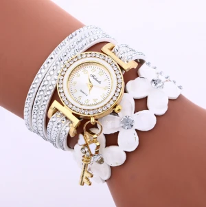 Korean velvet hot sales charm smart watch bracelet four flower chain key shape pendant fashion creative bracelet