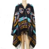 ladies wool ponchos with hat and horn button knit tassels shawl and capes