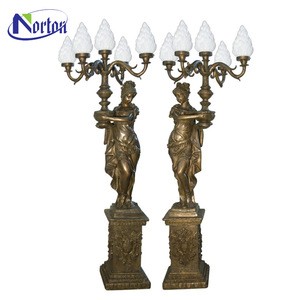 large outdoor decorative bronze lady sculpture lamp NTBH-S774S