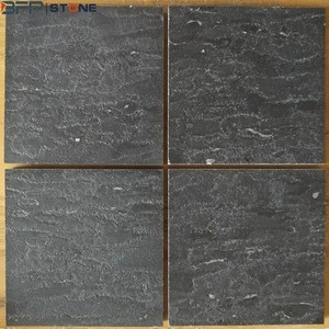 Leathered Surface Black Limestone for Paving Stone Countertop / Slab / Tile