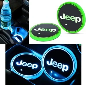 LED Car Cup Holder Lights 7 Colors Changing USB Charging Mat Luminescent Cup Pad, LED Interior Atmosphere Lamp Super Bright