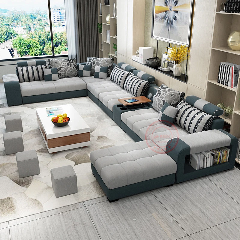Light luxury modern style furniture fabric sofa set sectionals living room sofas