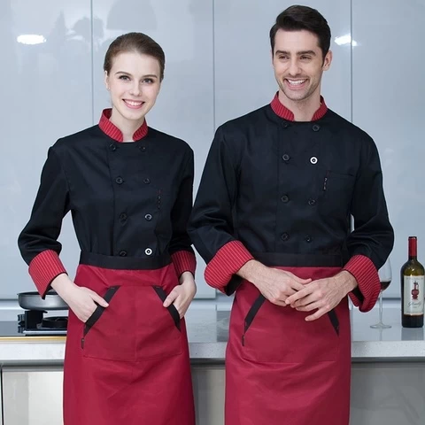 Logo Printing Unisex Lady Full Sleeve Winter Man Chef Coat Food Service Cook Uniform Male Waiter Work Shirt custom