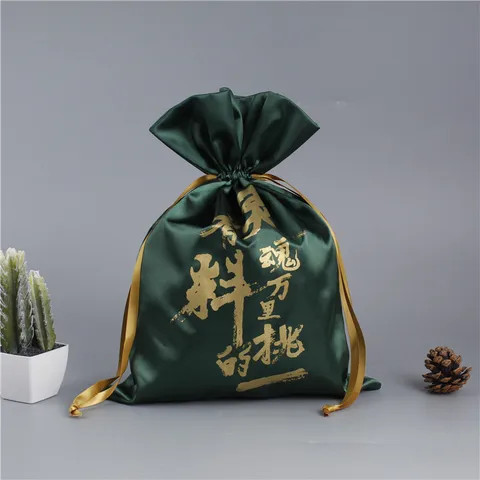 Luxurious European Style Satin Silk Jewelry Drawstring Pouch Bag Satin Makeup Packaging Bag