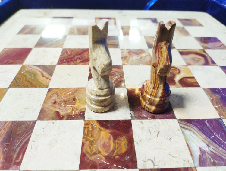 luxury Marble Coral stone International Chess Board Set