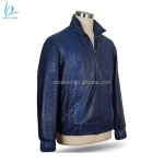 Luxury real exotic custom genuine python skin mens leather bomber jacket