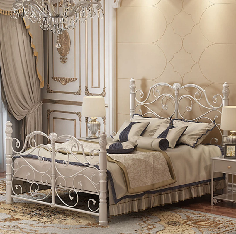 Luxury Vintage Design European Style Wrought Metal Iron bed