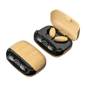 M35 best selling products wooden wood wireless earbuds earphone TWS blue tooth earphones with led screen