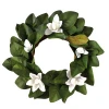Magnolia Leaves with Magnolia Flowers Wreath 21 inches for Festival Celebration Front Door Wreath Wall Window Party Decoration