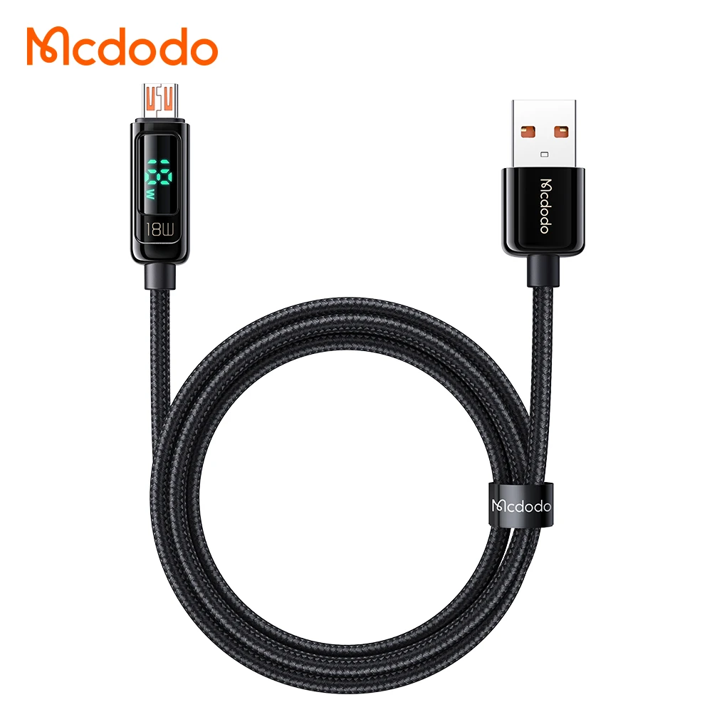 Mcdodo Micro Cable 3A 18W Digital Display Led Light Android Usb Data Nylon Braided Cables Micro With Package