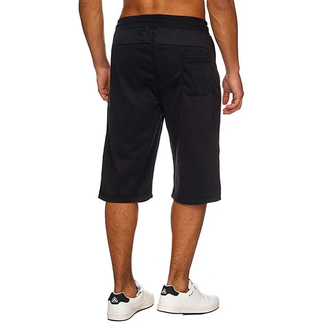 Mens Elastic Waist Drawstring Fitness Jogging Pants 3/4 Shorts Summer Casual Sweat Shorts With Pockets