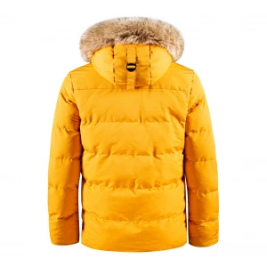 Mens Faux Fur Collar Coat Winter Puffer workwear Jacket Warm Outwear Thicken fleece Winter Coat with faux fur Hood