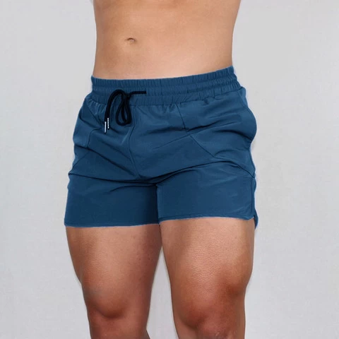 Mens fitness shorts solid color men summer running shorts gym