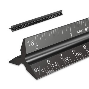 Metal 12 Inch Aluminum Triangular Architect Scale Ruler With Laser Numbers Steel Ruler
