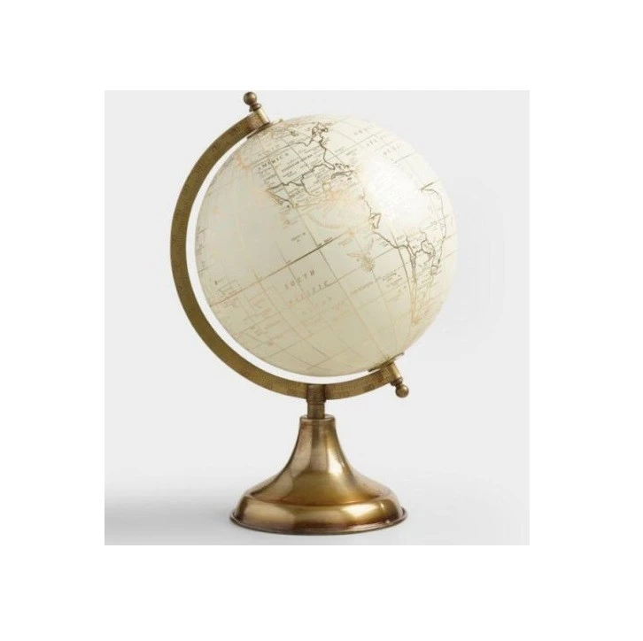 Metal Globe map of the world Golden and White