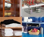 Metal wire Under Shelf Storage Basket Space Saving Easy Attach Stack Slide Under Cabinet Shelf Caddy Basket
