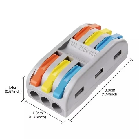 Mini Fast Wire Cable Connectors Universal Compact Conductor Push-in Terminal Block Spring Splice Wiring on Connector SPL-3