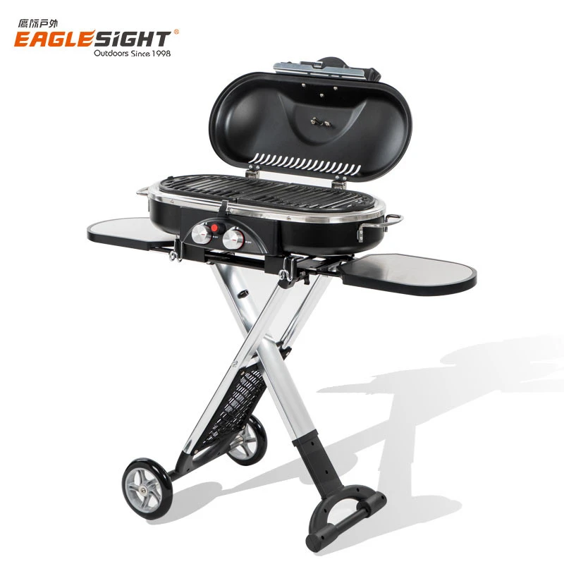 Mobile Camping BBQ Grill Portable Smokeless Outdoor BBQ Camping Grill Trolley BBQ Grill Camping