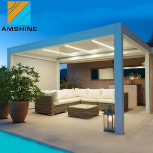 Modern automatic waterproof patio aluminium bioclimatic pergola roof louver with LED light