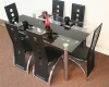 Modern  design 6 seaters pvc seat and powder coating legs  dining room chair  furniture