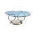 Import modern design expandable swivel 12mm tempered glass furniture mesa de cafe rotating round double round metal small coffee table from China