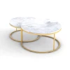 Modern Living Room Nordic Luxury Multifunction Double Layer Round Marble Tempered Glass Stone Coffee Table Set