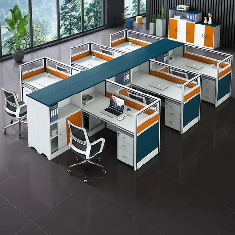 Buy Modern Office Cubicles Desk Furniture 2 Person Staff Wooden ...