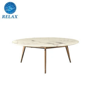 Modern Round marble Coffee Table with stainless steel base
