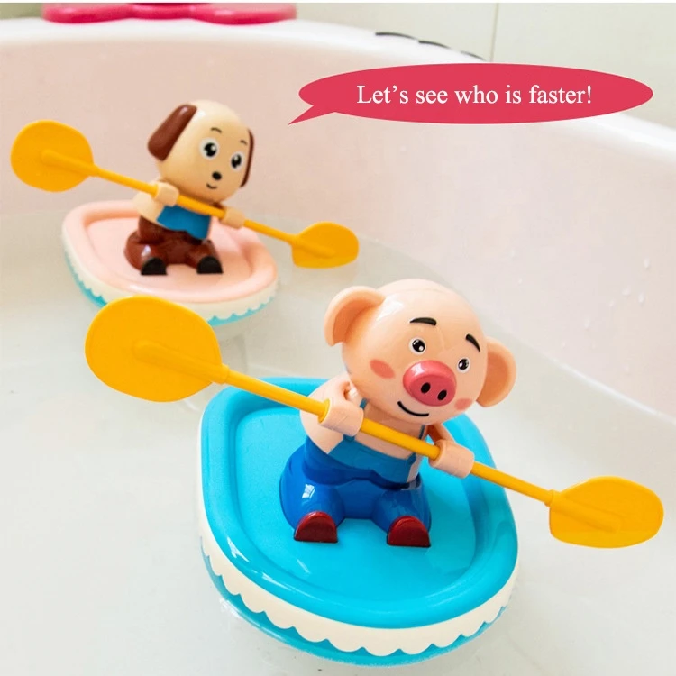 most cute  animal boat paddling wind up baby toy bath
