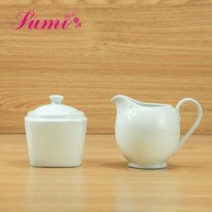 Most popular white porcelain sugar and milk pot for dinnerware
