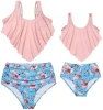 Mother and Daughter Swimwear Family Matching Swimsuit Mommy and Me Bathing Suits Two-Pieces Falbala Bikini Set