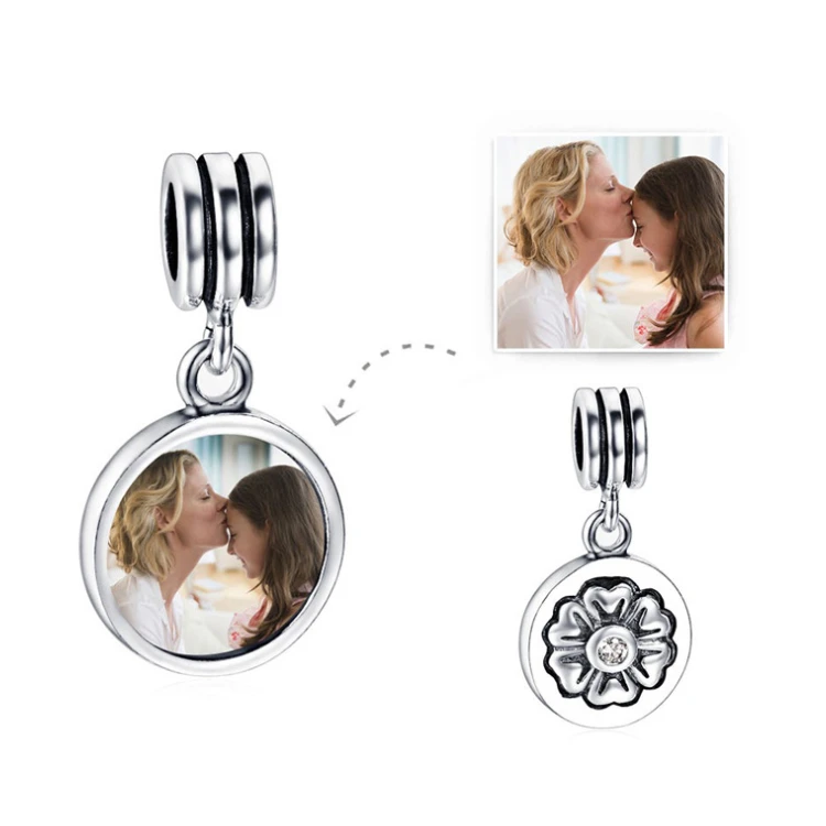 Mother day Aesthetic memory photo frame, patterned diamond pendant on the back of the photo, jewelry accessories, jewelry