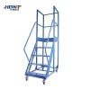 Multi-Functional Heavy Duty Safety Platform Ladder Wheels Metal Rolling Mobile Ladder with Handrail Material Handling Equipment