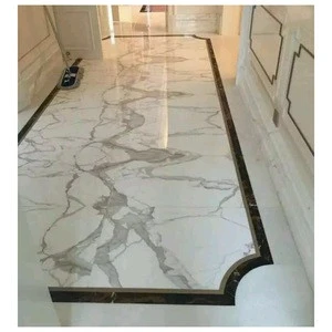 Natural Calacatta Gold And Emperador Dark Marble Flooring Border Designs For Hall,Italian Marble Flooring Border Designs
