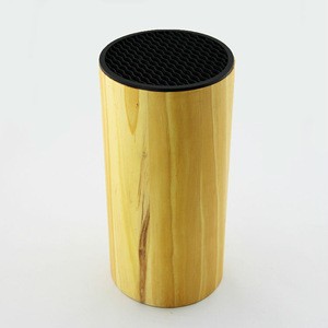 Natural wooden knife block with plastic insert promotion wooden kitchenware