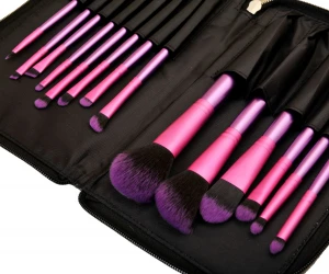 New 14PCS Synthetic Hair Cosmetic Brush Set Makeup Brush with Zipper Pouch