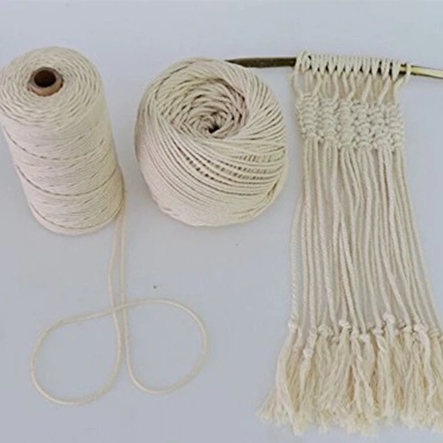 New 4/5/6mm Macrame 3 Strand Rope Natural Beige Cotton Twisted Cord Hand Craft