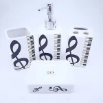 New Design Music Notes 4Pcs Ceramic Bathroom Set