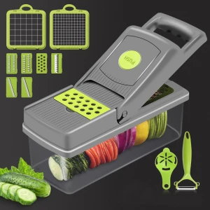 New design Products Kitchenware Top Press All in 1 Multi Manual Food Chopper Vegetable Cutter Slicer with Container